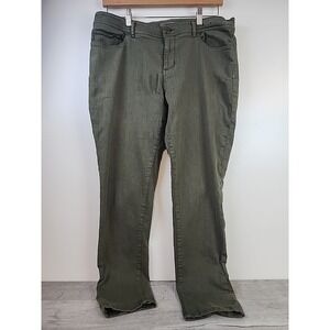 L.L. Bean Jeans Womens 14 Hunter Green Stretch Reflective Cuff Belt Loop Comfort